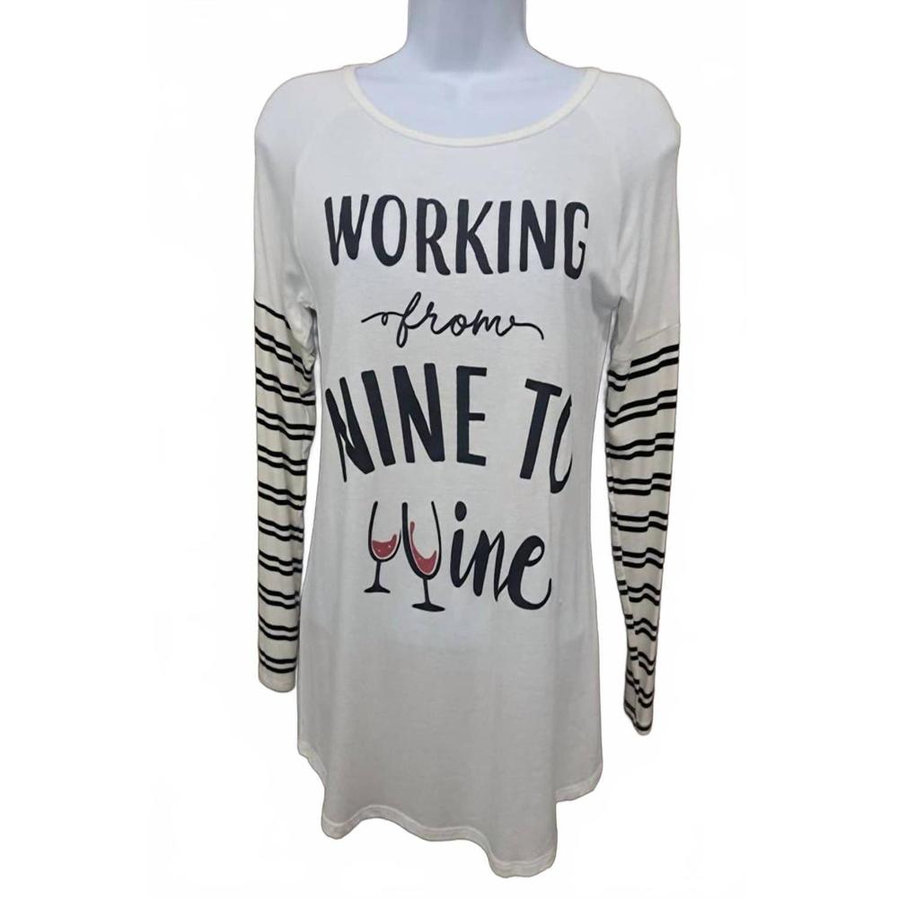 NEW COLOR BEAR women's nine to wine long sleeve in white